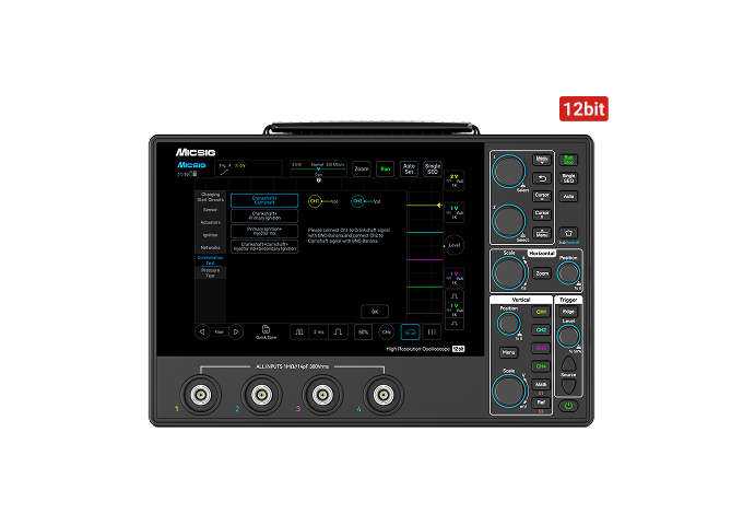Micsig SATO1004 12-bit oscilloscope – front view Micsig SATO1004 12-bit oscilloscope – front view