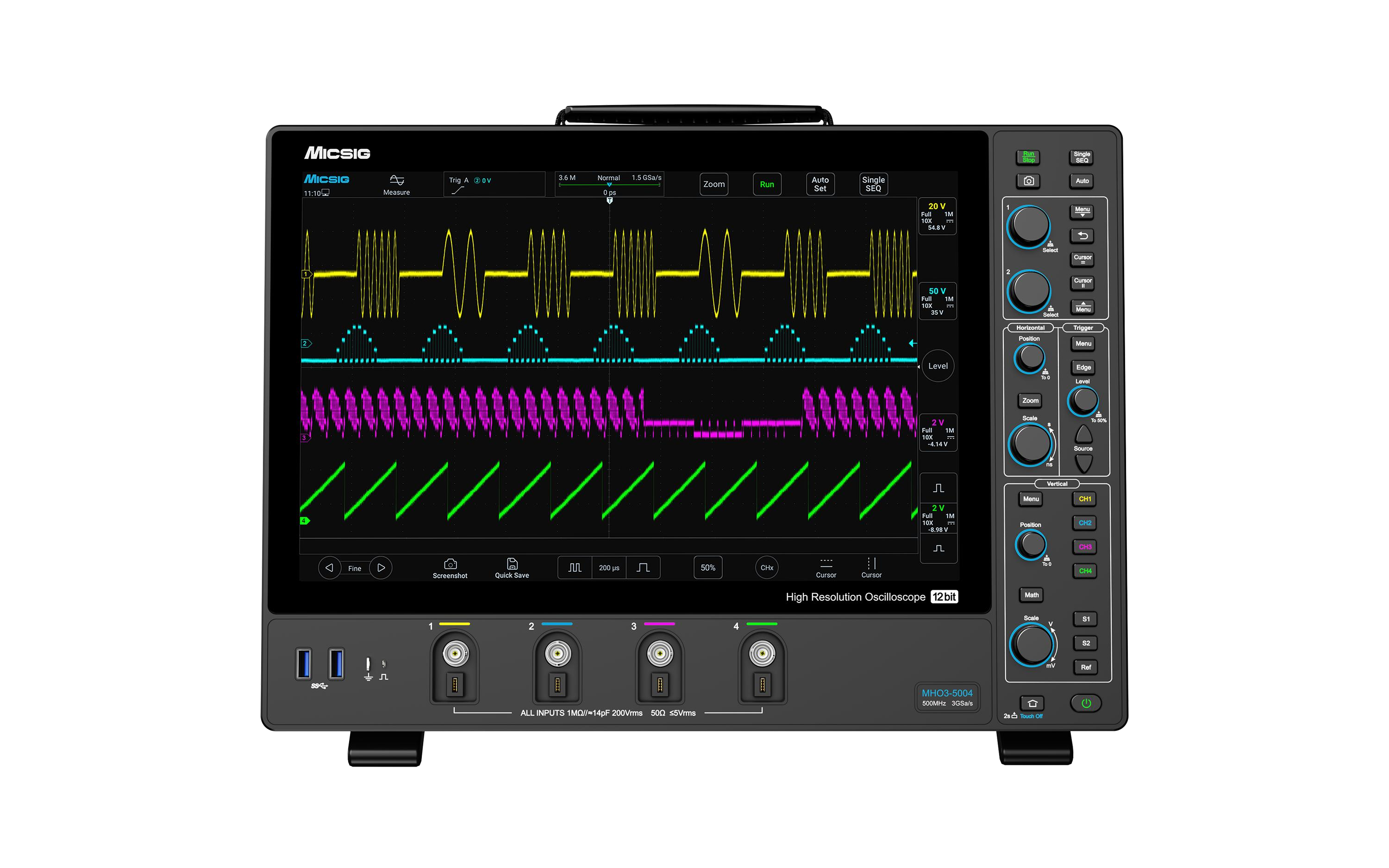 Micsig MHO3 series with standard BNC inputs – MHO3-5004 shown